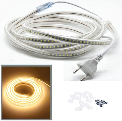 FOLGEMIR 30m Warmweiss LED Band, 2835 SMD 144 Leds/m Lichtleiste, 220V 230V Strip, sehr helle Beleuc