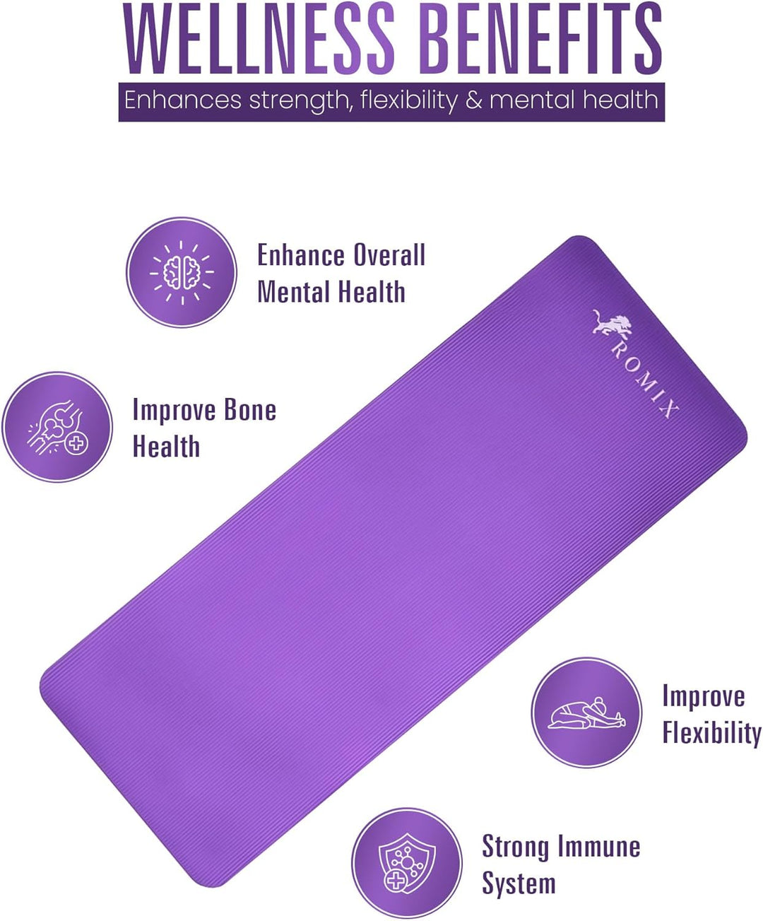 ROMIX Yoga Matte Dicker 10mm, Yogamatte Rutschfest Umweltfreundlich Weich Schaum Pad, Schweissresist