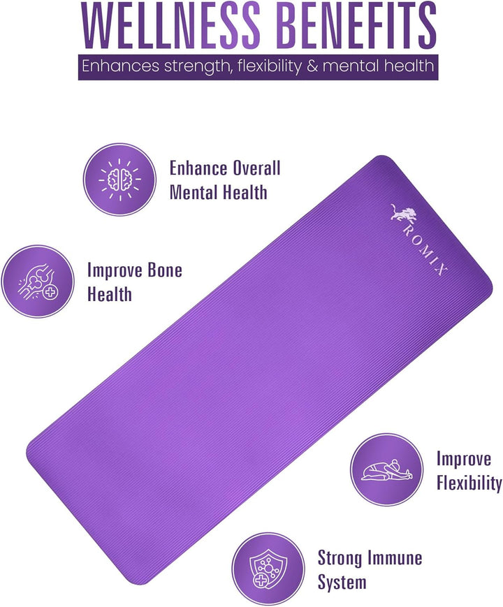 ROMIX Yoga Matte Dicker 10mm, Yogamatte Rutschfest Umweltfreundlich Weich Schaum Pad, Schweissresist