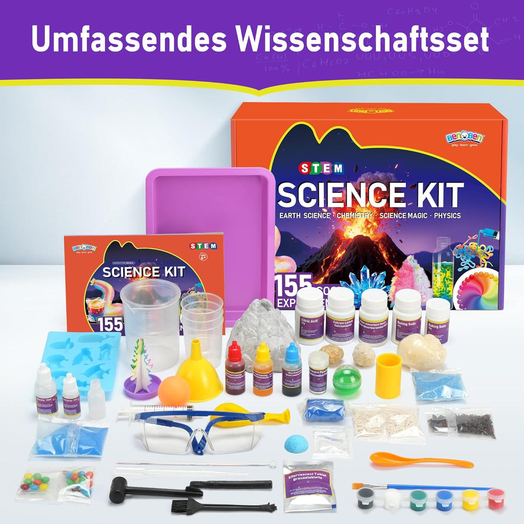 BenBen 155+ Experimente für Kinder ab 6 7 8 9 10, Wissenschaft Experimentierkasten für Kinder, STEM