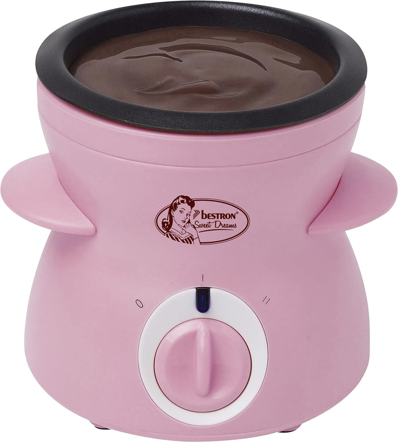 Bestron Schokoladen Fondue für 2 Personen, Mini-Schokofondue-Set, inkl. 10xSpiesse, 10xGabeln und 1x