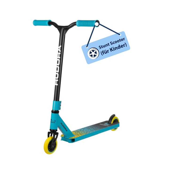 HUDORA Stuntscooter Kids - 360° Lenkung - Tretroller - ABEC 9 Kugellager - Robuster Funscooter, Kick