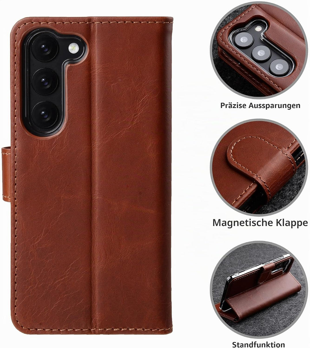 STILGUT Talis kompatibel mit Samsung Galaxy S23 Hülle mit Kartenfach aus Leder, Wallet Case, Lederhü