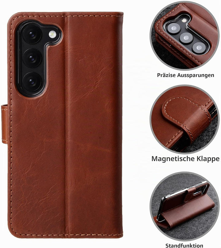 STILGUT Talis kompatibel mit Samsung Galaxy S23 Hülle mit Kartenfach aus Leder, Wallet Case, Lederhü