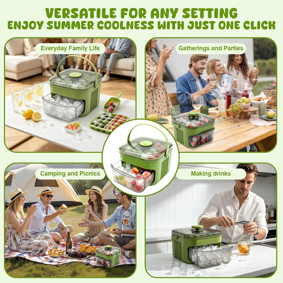 Easy Press Ice Maker, Ice Cube Maker, Ice Cube Tray mit Bin und Scoop, Eiswürfelmacher, Eiswürfelber