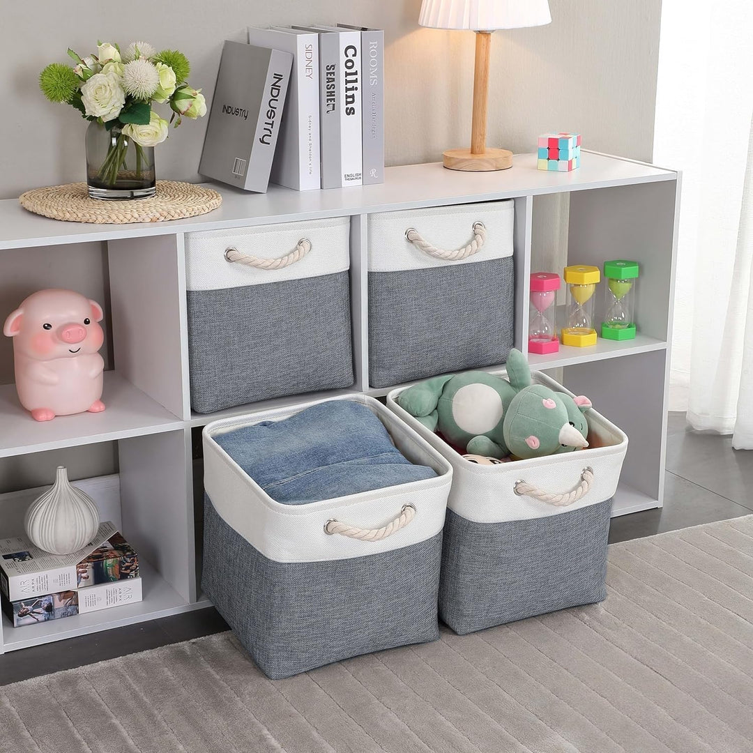 Mangata Aufbewahrungsbox Stoff,(28x28x28cm) Aufbewahrungskorb, Korbe Stoff in Würfel für Schrank, Re