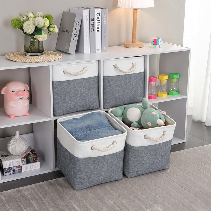 Mangata Aufbewahrungsbox Stoff,(28x28x28cm) Aufbewahrungskorb, Korbe Stoff in Würfel für Schrank, Re