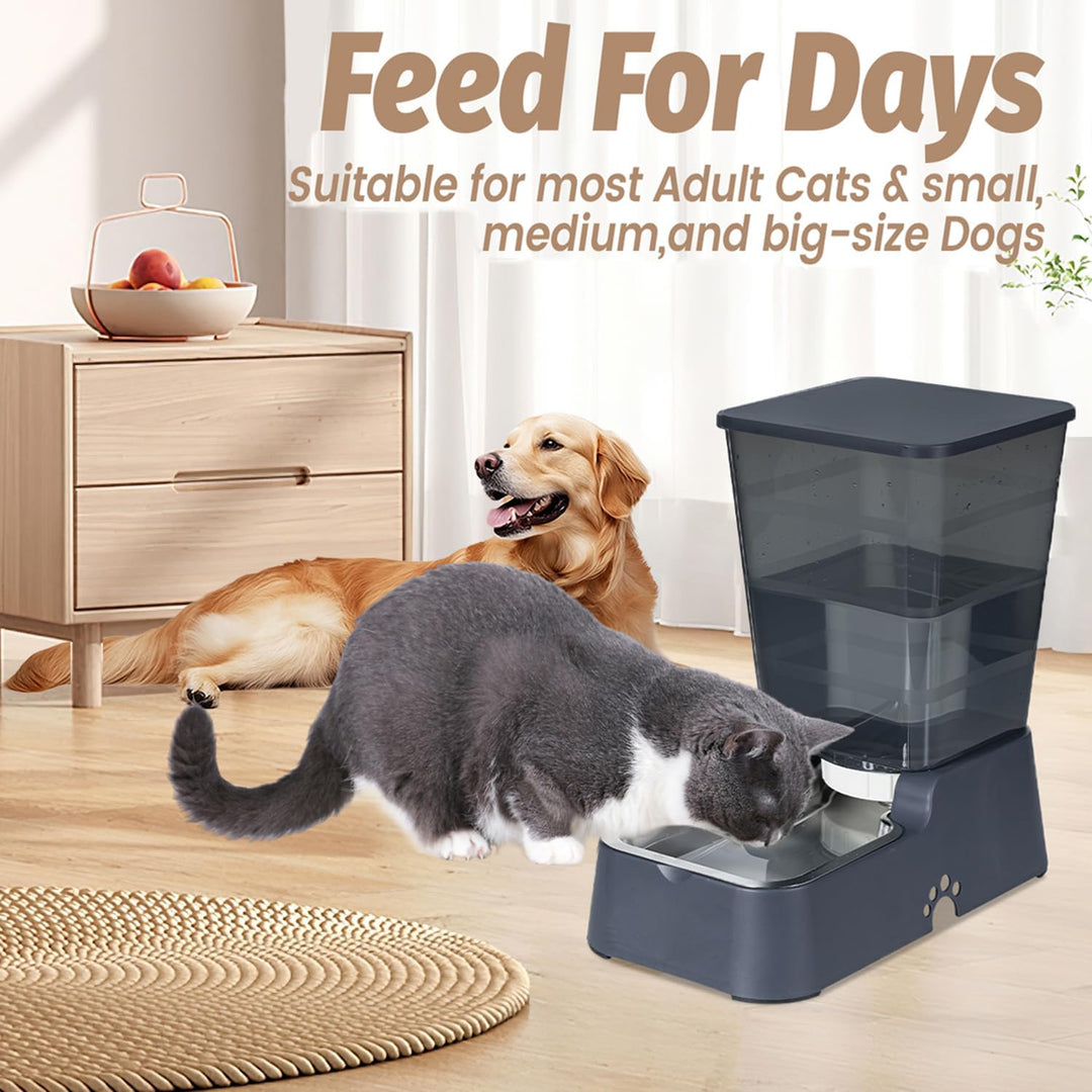 Automatischer Wasserspender für Hunde und Katzen, Schwerkraft-Wasserspender mit 304 Edelstahlnapf, A