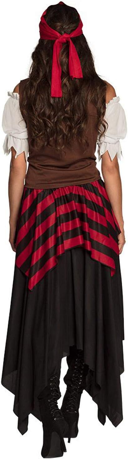 Boland - Erwachsenen-Kostüm Piratin Tornado, Kleid, Korsett, Kopftuch, für Damen, Seeräuber, Freibeu