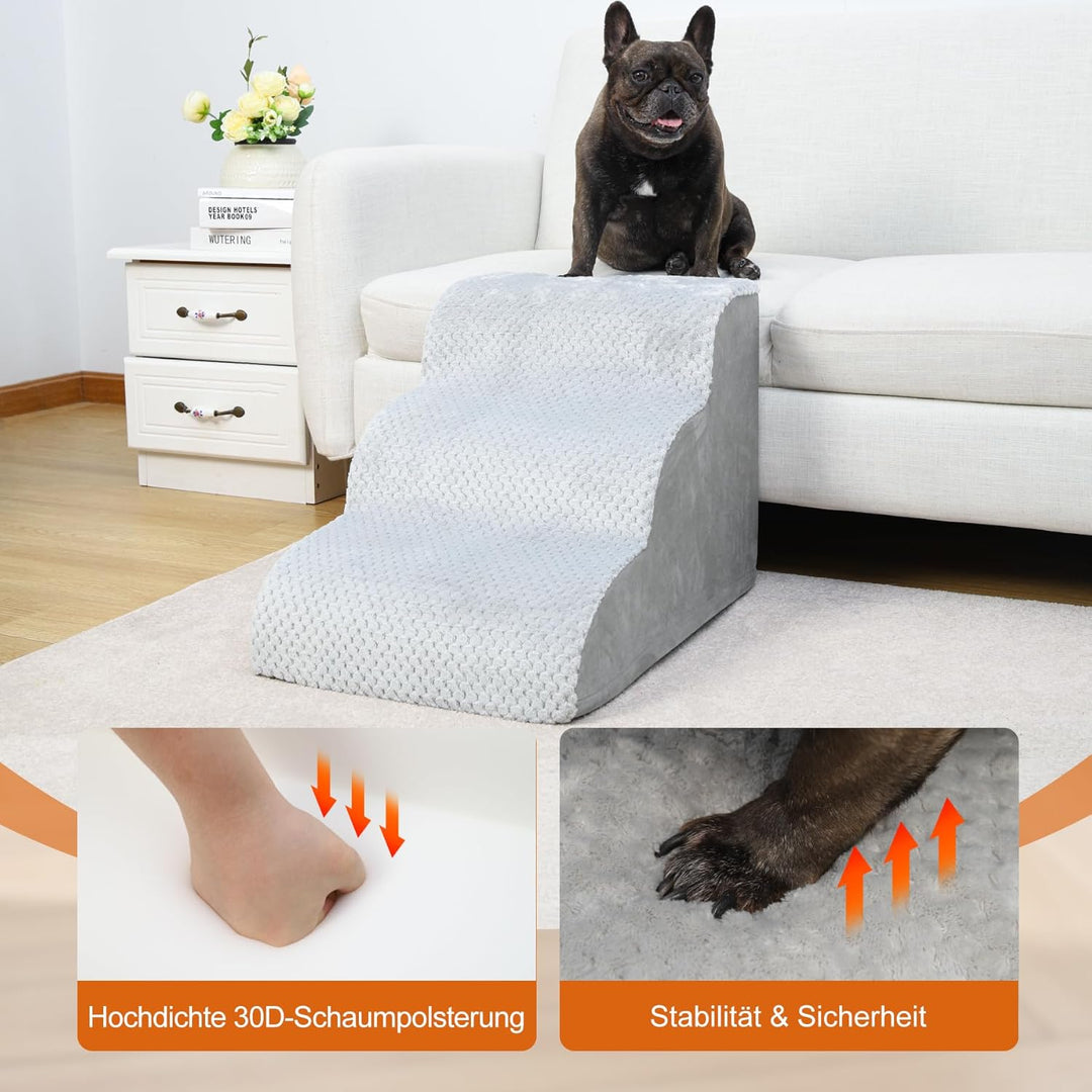 KSIIA Hundetreppe 3 Stufen, 40cm Hoch Haustiertreppe Hundetreppe für Kleine Hunde, Katzentreppe Hund