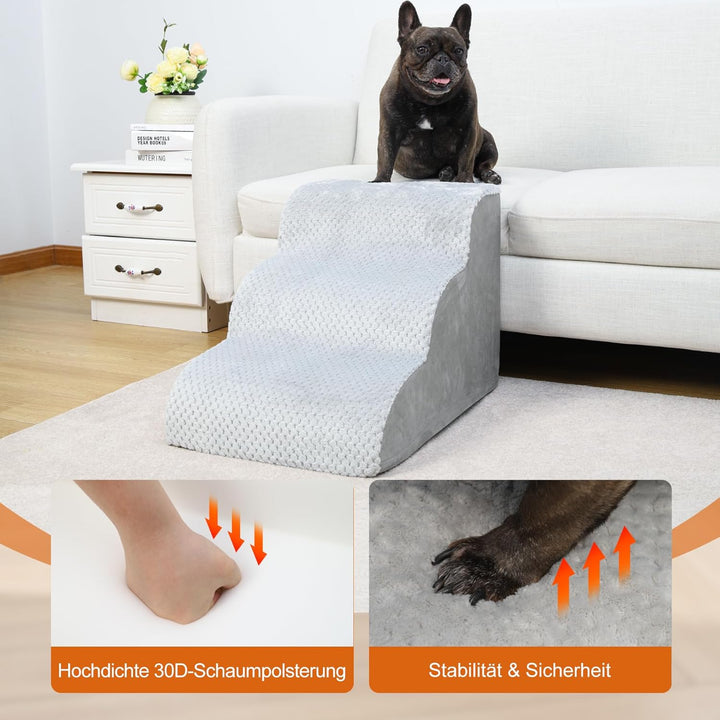 KSIIA Hundetreppe 3 Stufen, 40cm Hoch Haustiertreppe Hundetreppe für Kleine Hunde, Katzentreppe Hund