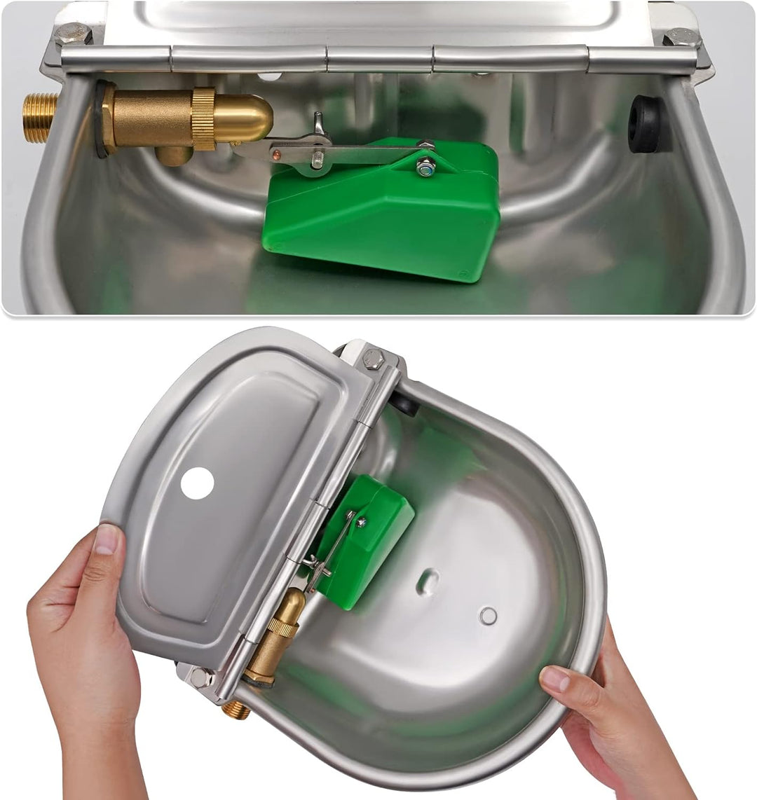 Edelstahl Wassernapf mit 1/2 Zoll Messing Schwimmerventil Hund Automatische Tränke mit Ablassschraub