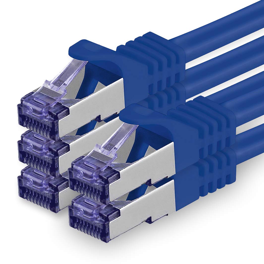 1aTTack.de Cat.7 Netzwerkkabel 3,0 m - Blau - 5 Stück - Cat7 Patchkabel (SFTP/PIMF/LSZH) Rohkabel 10