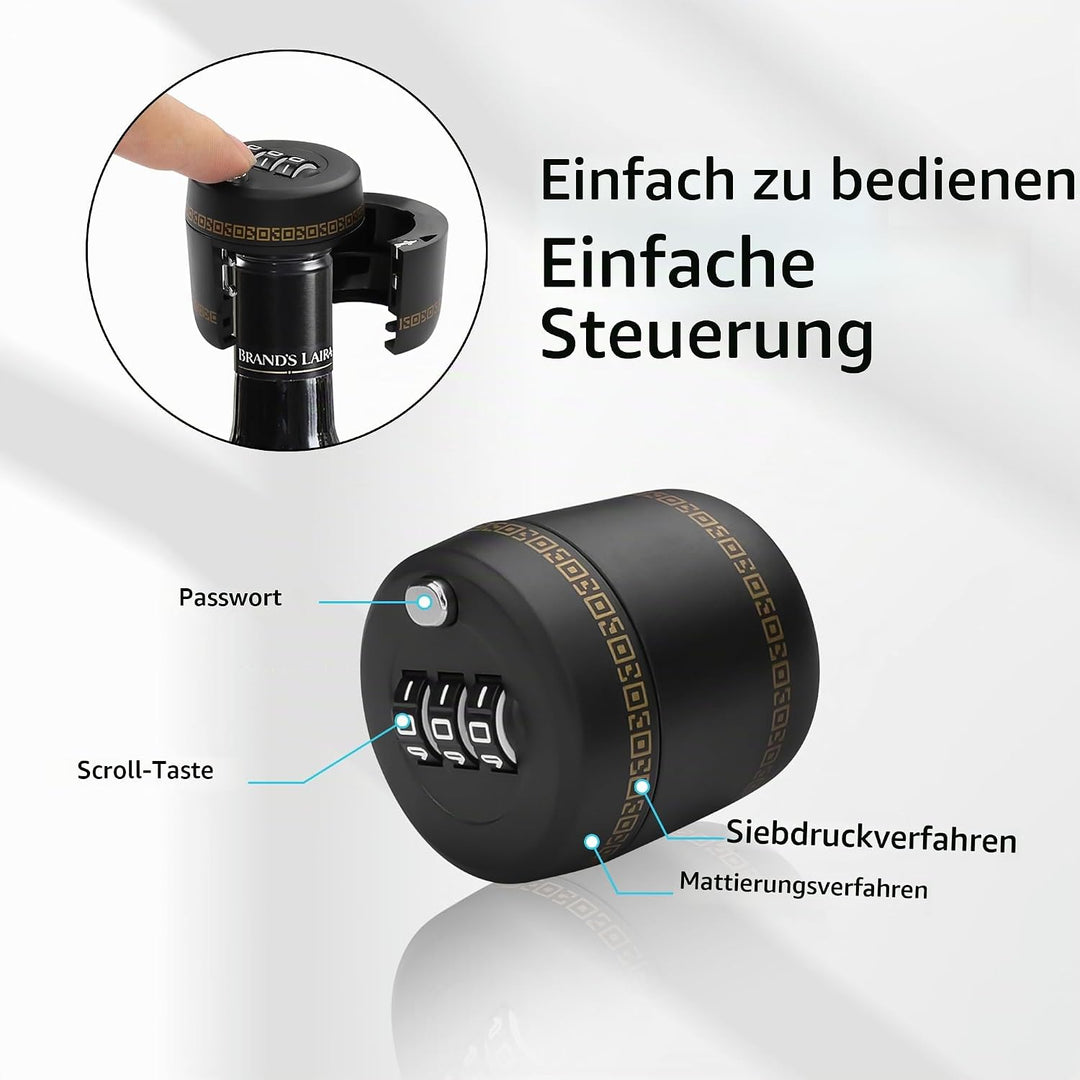 YACSEJAO 2 Stück Weinflaschen-Kombinationsschloss Gin Flasche Rotweinflaschenschloss Wein Digitales