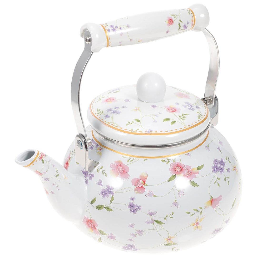 Vaguelly Wasserkessel Emaille Retro, 2500ml Teekanne Nostalgie Wasserkocher mit hitzbeständigem Kera