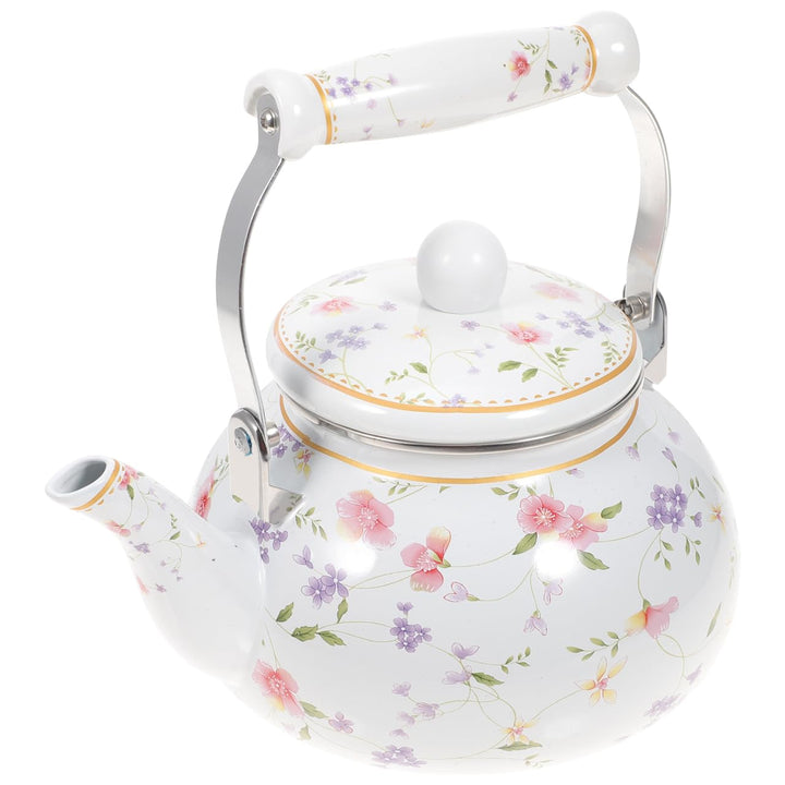 Vaguelly Wasserkessel Emaille Retro, 2500ml Teekanne Nostalgie Wasserkocher mit hitzbeständigem Kera