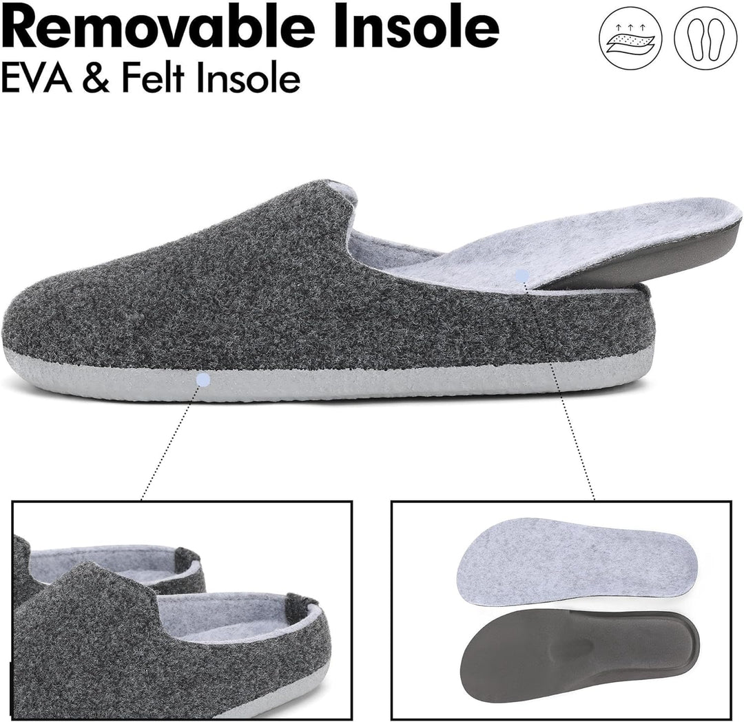 Mishansha Filz Hausschuhe Winter Bequem Filzpantoffeln für Damen Herren Gr.36-48 38 EU Schwarz, 38 E