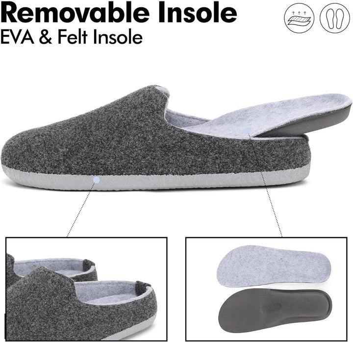 Mishansha Filz Hausschuhe Winter Bequem Filzpantoffeln für Damen Herren Gr.36-48 38 EU Schwarz, 38 E