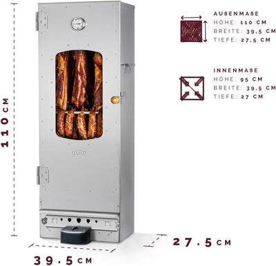 KAISER COMPANY '100' Hochwertiger Elektrischer Räucherofen/Räucherschrank aus Edelstahl I Tragbarer