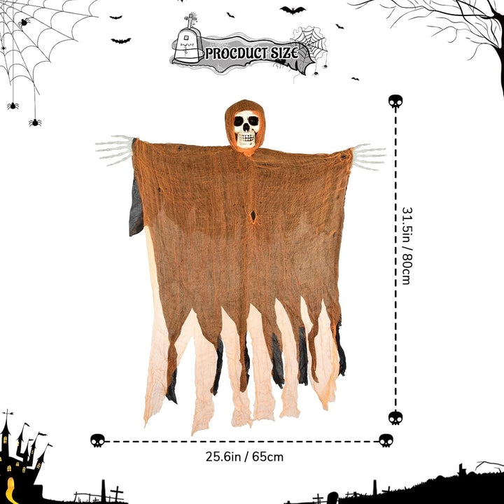 Timiyou Halloween Deko Outdoor, 3 Stück Halloween Skelett, 80cm Hängender Sensenman, Geister Dekorat