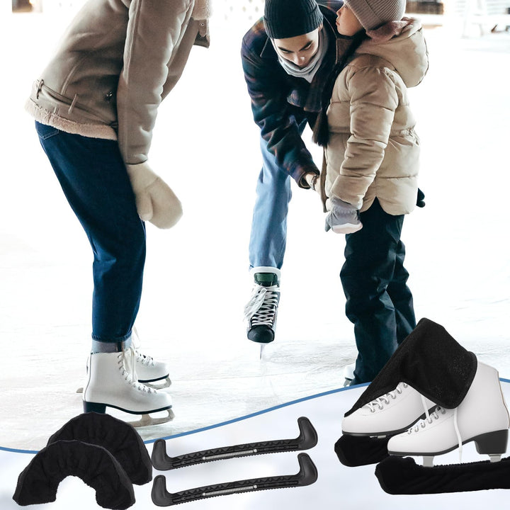 NQEUEPN Schlittschuhschoner & Einweichtücher & Handtuchset, Harter Schlittschuhschutz und Weiche Sch