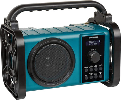 MEDION P66220 Baustellenradio mit Bluetooth 5.0, PLL UKW Radio, Spritzwassergeschützt (IP44), Robust