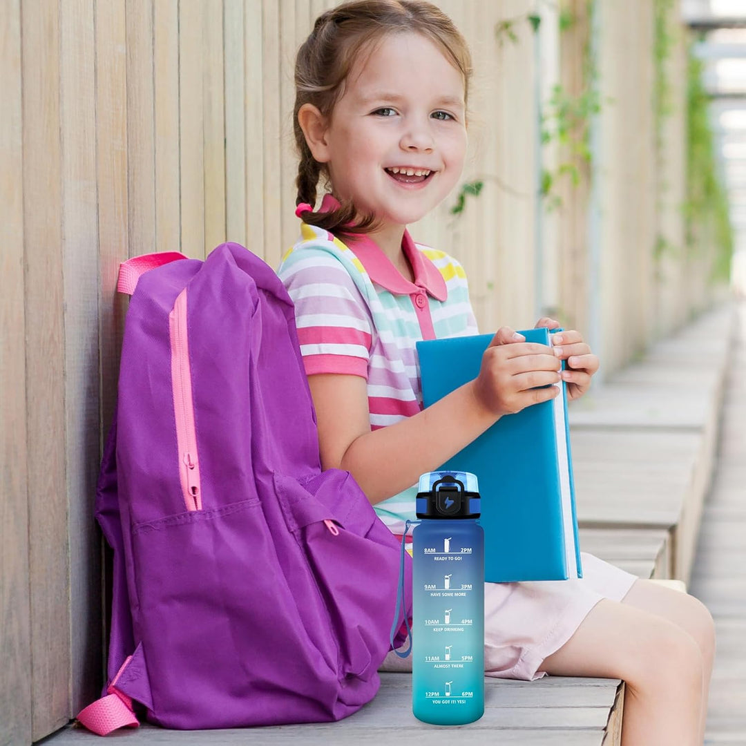 Trinkflasche 500ml, mit Filte, Trinkflasche Kinder Kohlensäure Geeignet, Auslaufsicher, Motivierende