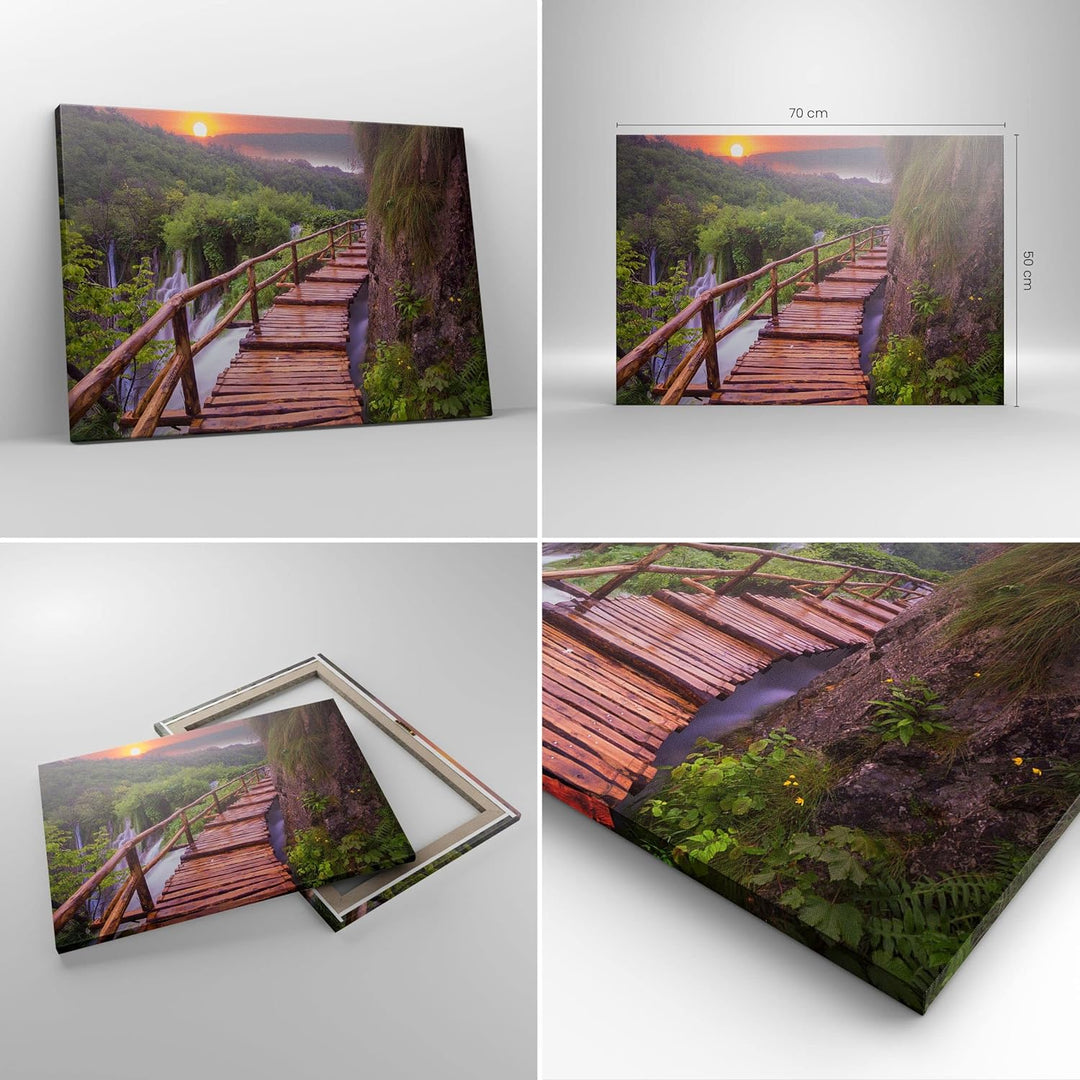 Bilder auf Leinwand Park Natur Wasser Leinwandbild mit Rahmen 70x50cm Wandbilder Dekoration Wohnzimm
