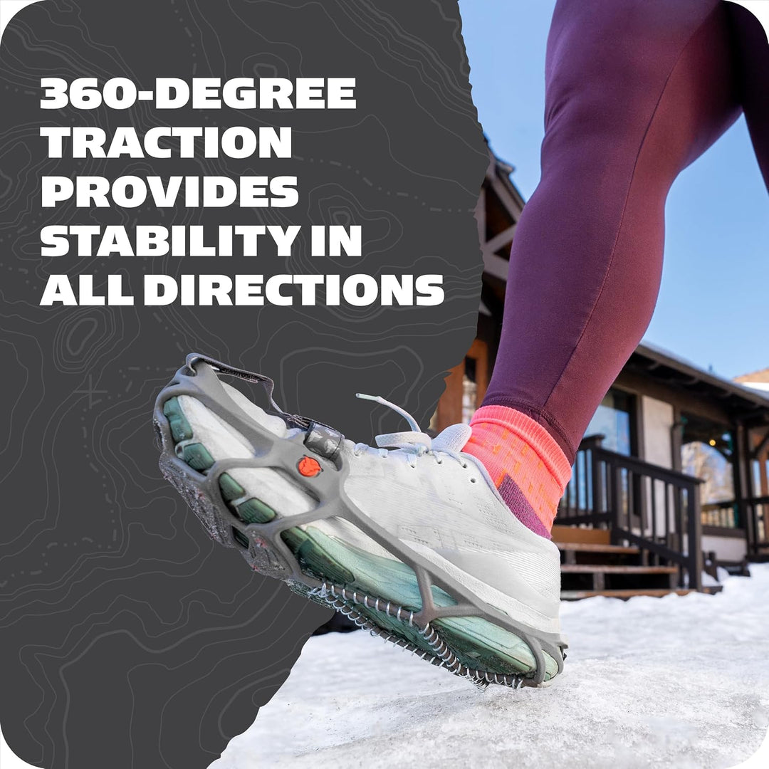 YAKTRAX Run Ice &amp; Snow Grips für Laufschuhe, 3mm Carbide-Steel Spikes &amp; 1.4mm Stainless-Steel Coils,