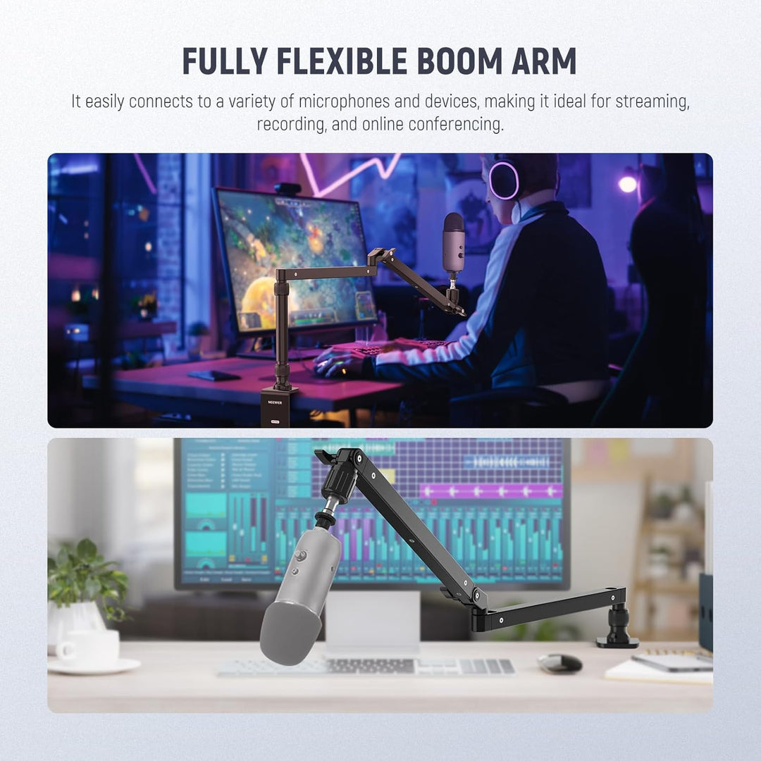 NEEWER Mikrofonarm Ständer, Niedriges Profil Mic Arm Tischhalterung mit Dämpfung, 360° drehbarer Boo