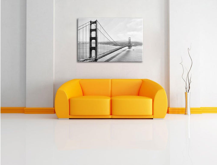 Pixxprint Golden Gate Bridge, San Francisco / 100x70cm Leinwandbild bespannt auf Holzrahmen/Wandbild