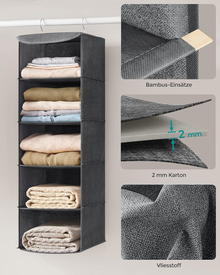 SONGMICS Hängeorganizer, 2er Set, Schrank-Organizer, Hängeregal, Hängeaufbewahrung, faltbar und plat