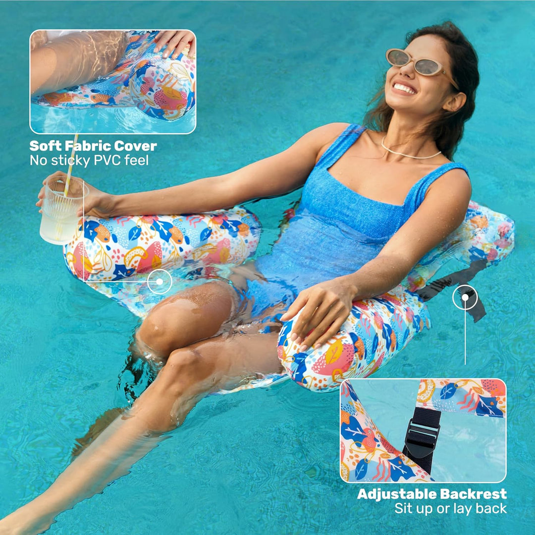 SLOOSH Aufblasbare Wasser Pool Luftmatratze für Erwachsene, 2er schwimmende Pool-Flösse, Aufblasbare
