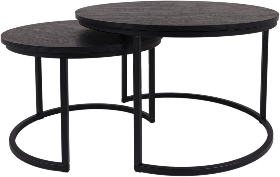 MaximaVida Set runder Tischplatten Chicago 58 cm und 45 cm schwarz 58 x 58 x 2 / 45 x 45 x 2 cm, 58
