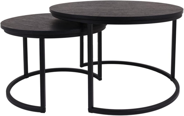 MaximaVida Set runder Tischplatten Chicago 58 cm und 45 cm schwarz 58 x 58 x 2 / 45 x 45 x 2 cm, 58