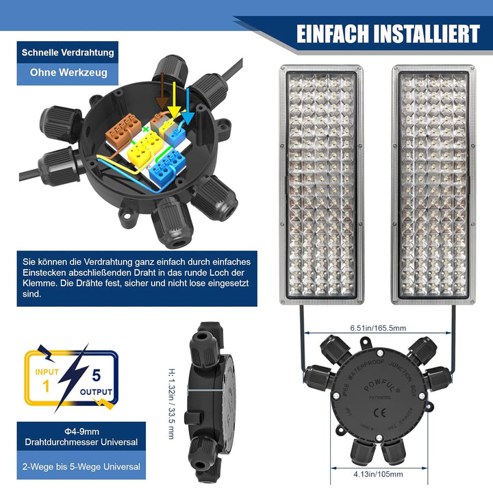 Abzweigdose Verteilerdose Aussen Wasserdicht Erbindungsdose POWFUL Junction Box Drahtkern Ø0,6-2mm 3