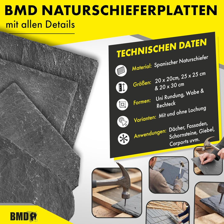 25x25 Naturschiefer Wabe 15qm (480 Stück) Universal Natur Schiefer…, 15qm