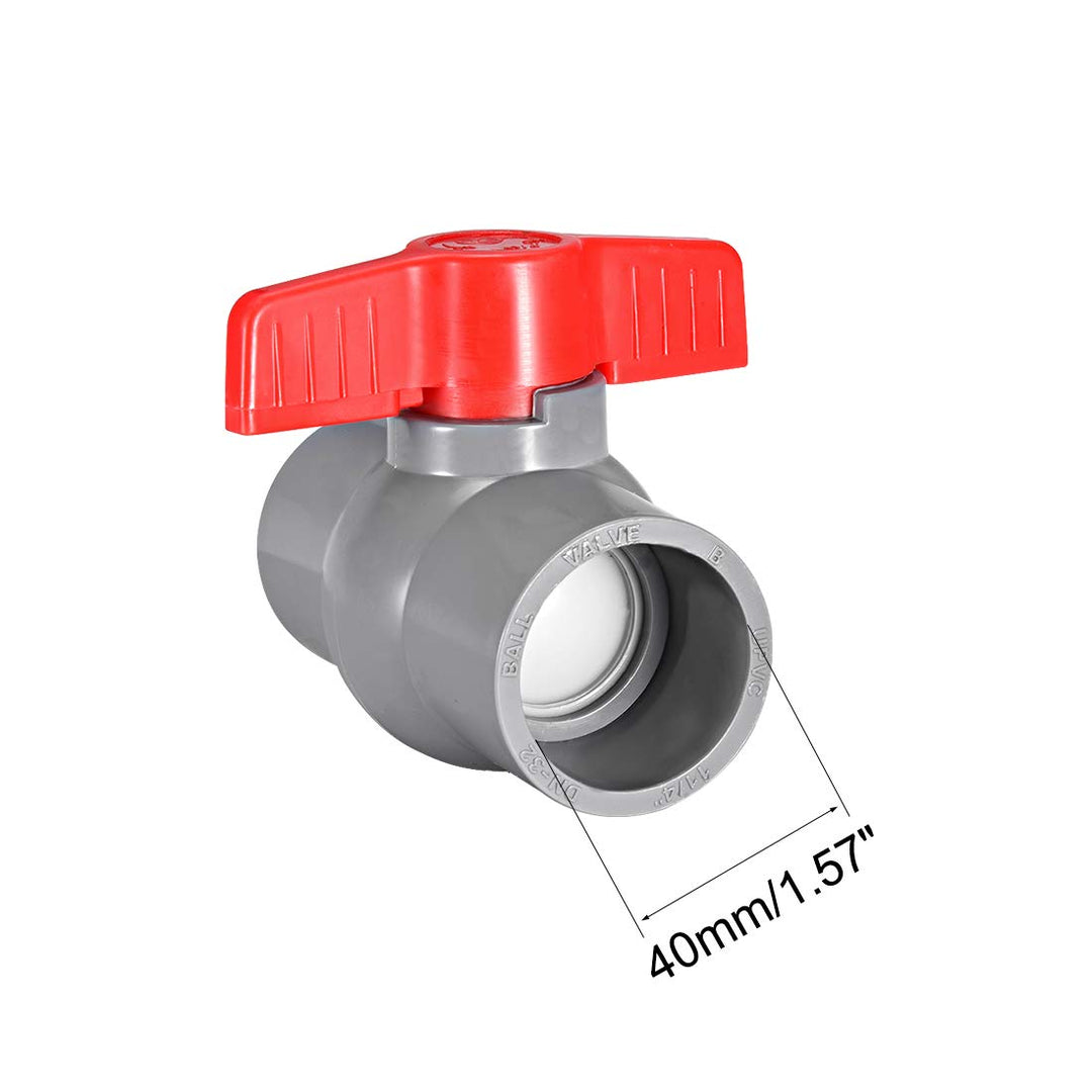 sourcing map 2Pcs PVC Wasserhahn Gleitkappen mit Kugelhahn 1-1/4" Innendurchmesser Rot Grau 40mm Gra