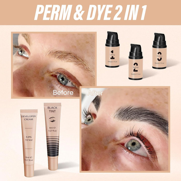 Libeauty Lash Lift und schwarzes Farbstoff -Kit, Wimpernperm und Stuhllaminierung mit schwarzem Tint