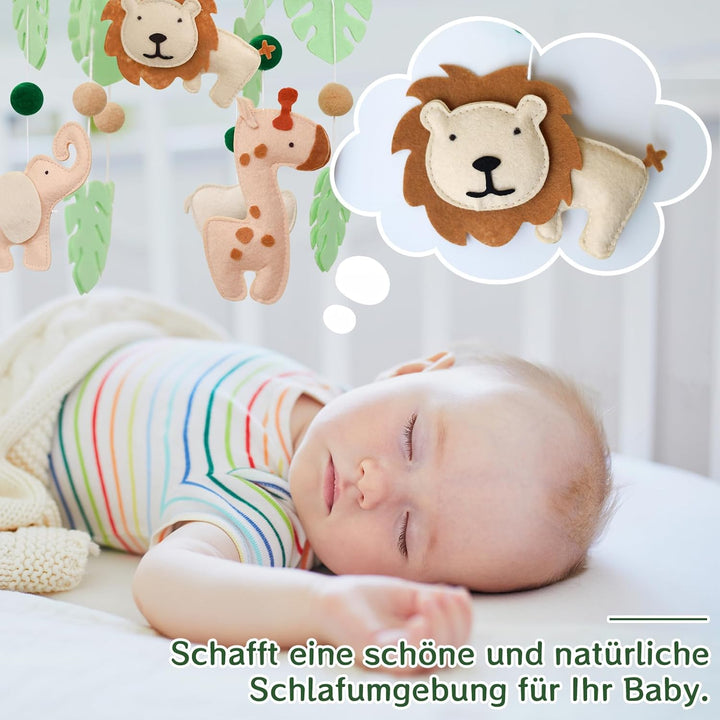 Giraffe Löwe Mobile Baby Windspiel Elefant Wald Tiere Babybett Mobile, Grüne Blätter Baby Mobiles Kr
