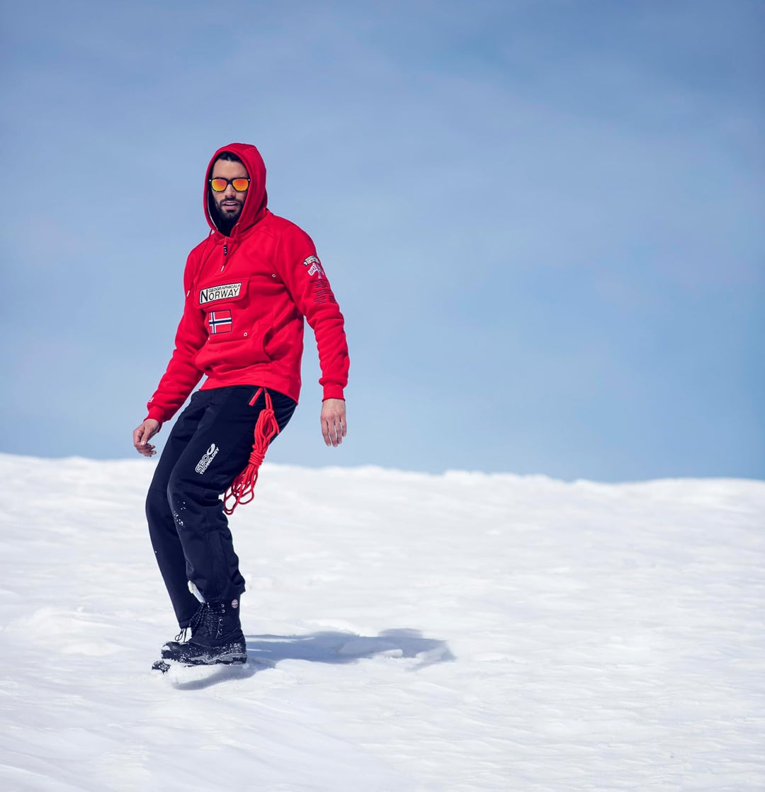 Geographical Norway GYMCLASS Men - Herren Kängurutasche Hoodie Sweatshirt mit Markenlogo und Langarm