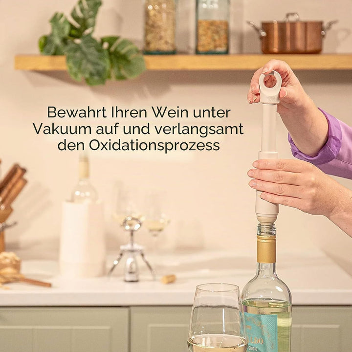 Vacu Vin Weinpumpe Loop - Vakuum Weinflaschenverschluss - 1 Pumpe 1 Stopper aus 98% Recyceltem Mater