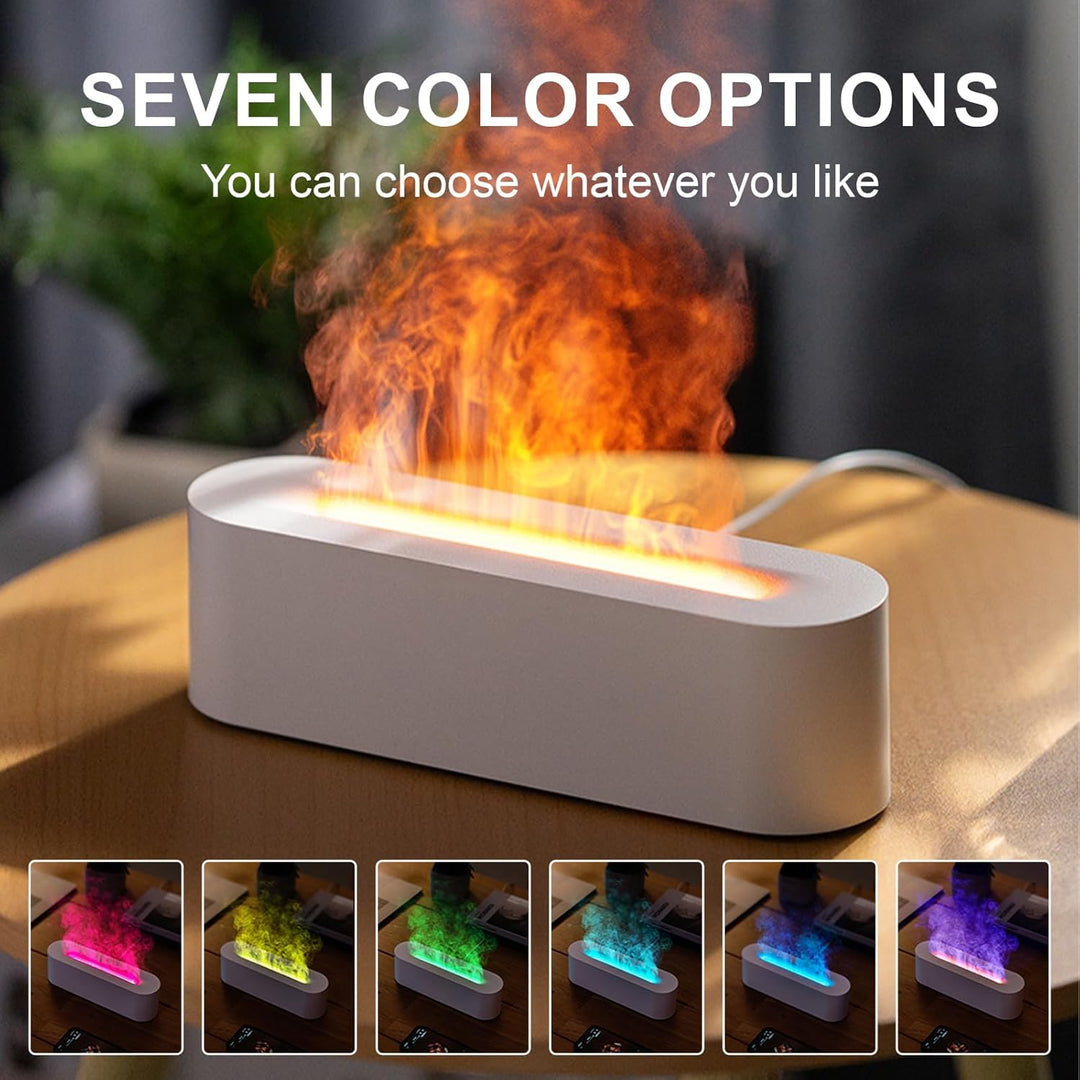 Raumluftbefeuchter, 7-Farben-Flammen-Desktop-Luftbefeuchter Mit 3-Gang-Timing Und Automatischer Absc