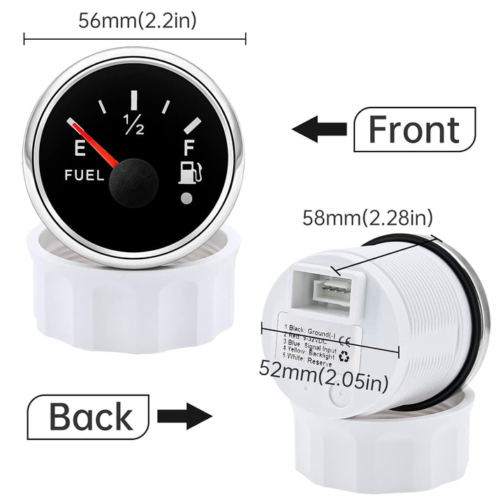 Kraftstoffanzeige, Kraftstoffstandsanzeige 52 mm 0-190ohms mit 7-Farben Hintergrundbeleuchtung Unive
