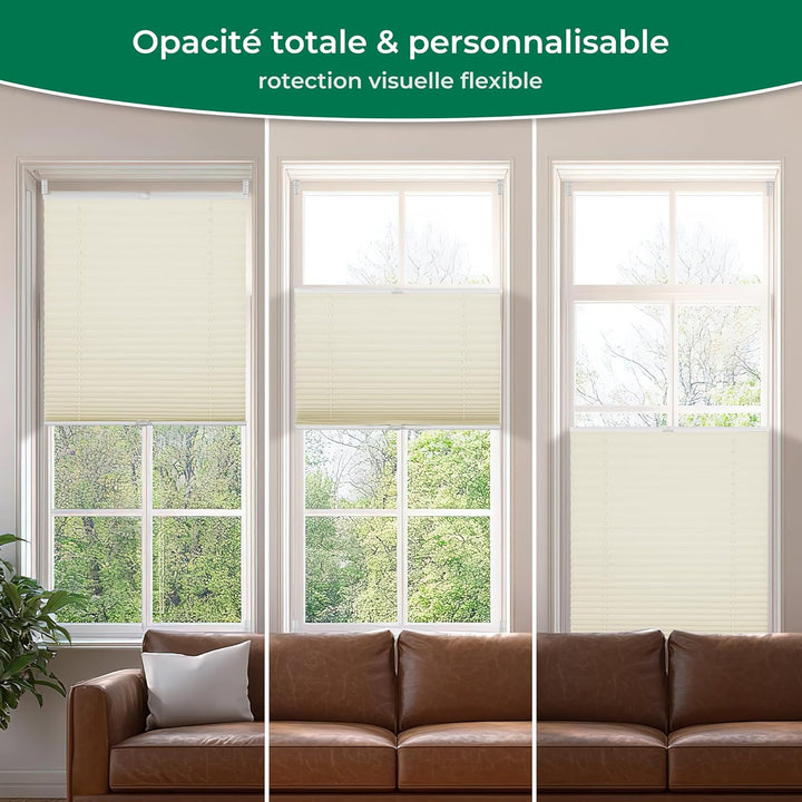Plissee Klemmfix ohne Bohren, Beige 95 x 120 cm (BxH), Faltrollo Plisseerollo mit Klemmträger, Jalou