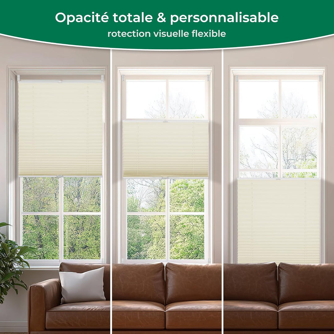 Allesin Plissee ohne Bohren Plissees Klemmfix, Beige 80 x 40cm (L x B), Plisseerollo Faltrollo mit K