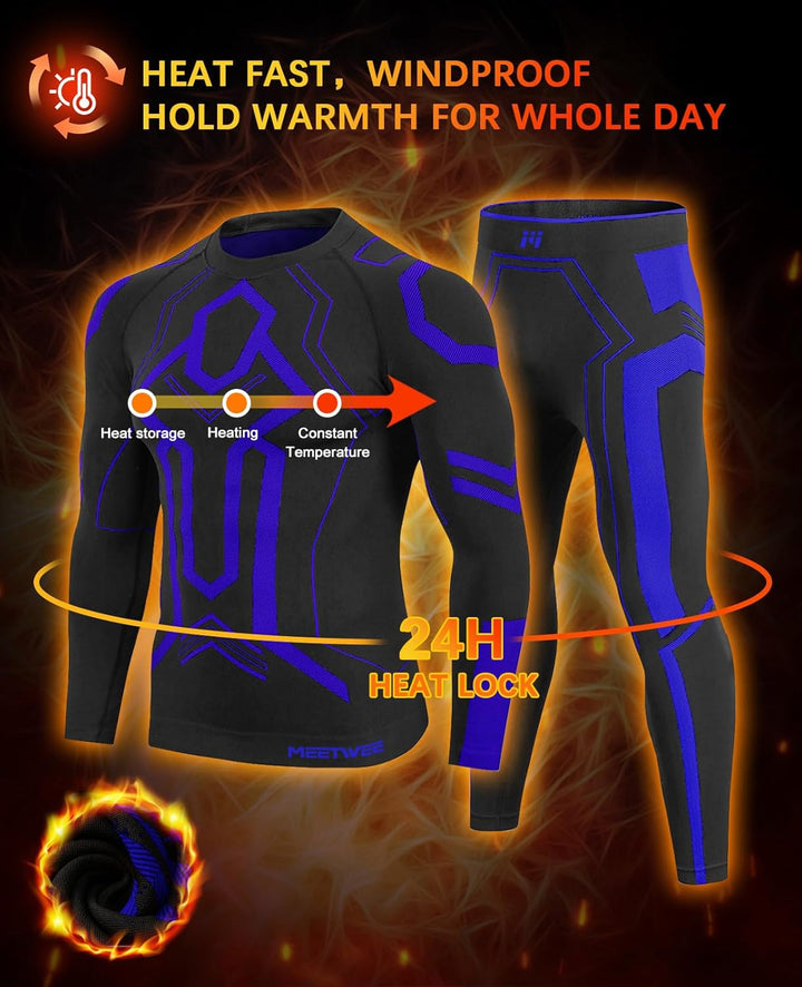 MEETWEE Thermounterwäsche Herren Atmungsaktiv Männer Thermo Funktionswäsche Winter Skiunterwäsche Un