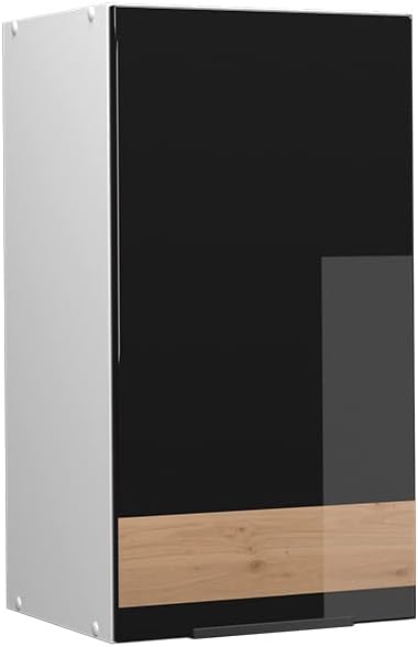 Vicco Hängeschrank Fame-Line, Schwarz-Eiche Hochglanz/Weiss, 40 cm Schwarz Eiche Hochglanz Hängeschr