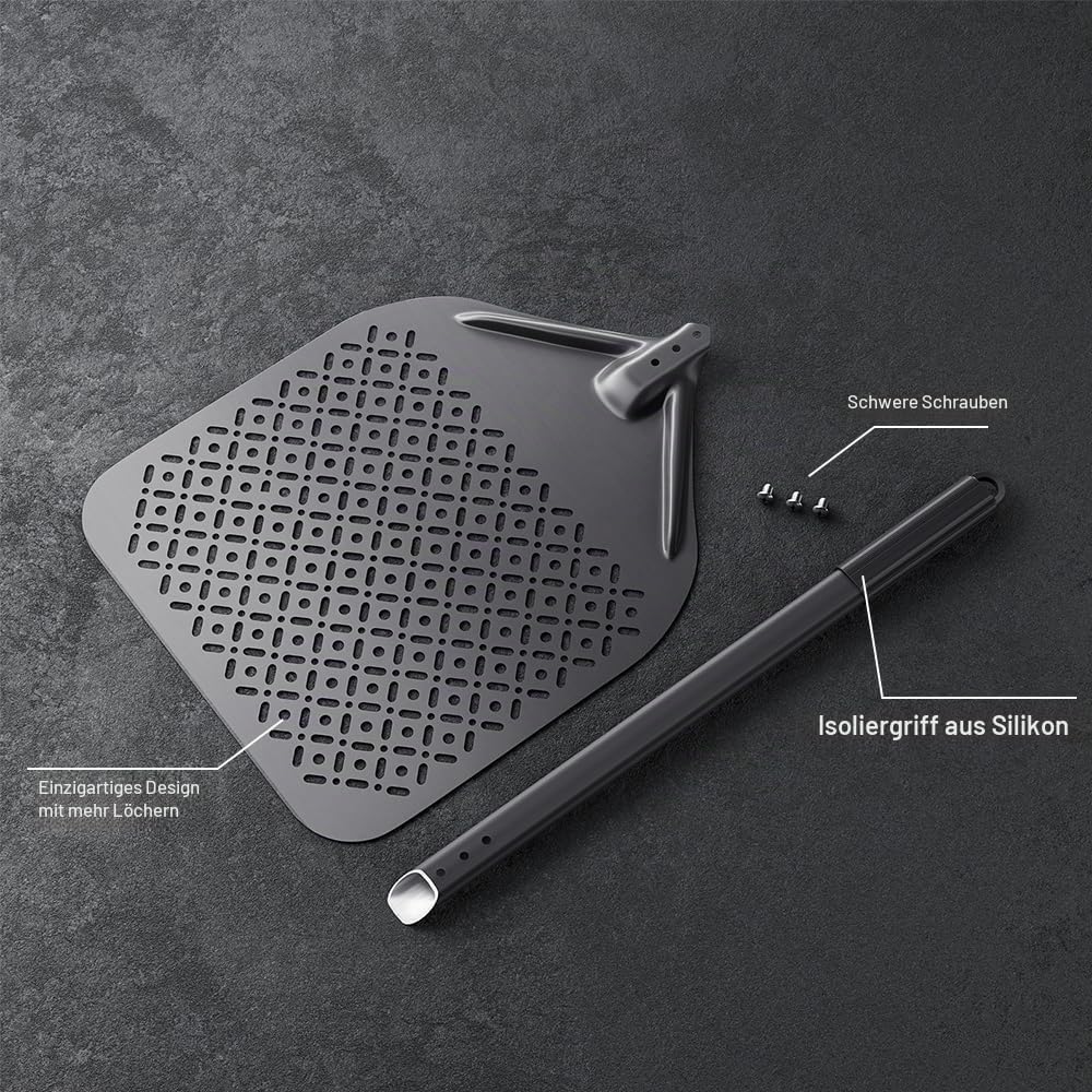 14 Zoll 35cm x 88cm Perforierter Pizzaschieber, Perforiert Pizzaschaufel aus Hart Eloxiertes Alumini