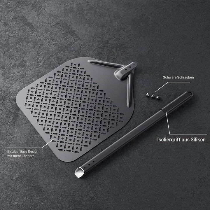 14 Zoll 35cm x 88cm Perforierter Pizzaschieber, Perforiert Pizzaschaufel aus Hart Eloxiertes Alumini